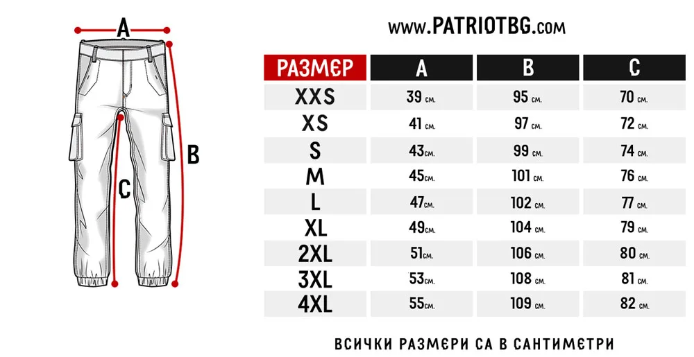 Панталони размери